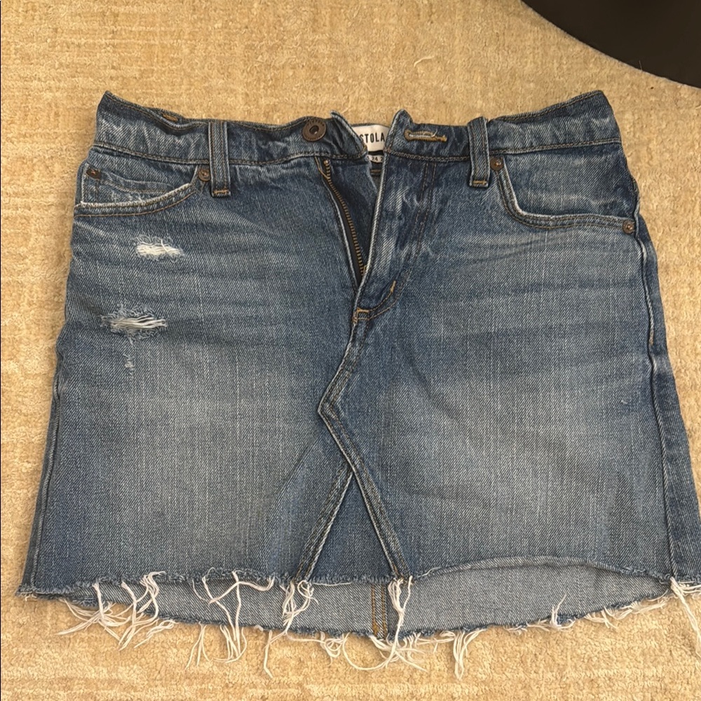 Distressed Denim Skirt